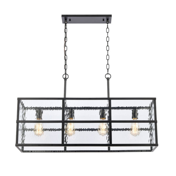 Atlas Solace 34'' Wide 4-Light Linear Chandelier - Matte Black, Modern Elegance for Dining & Entry Spaces CL11032-BK