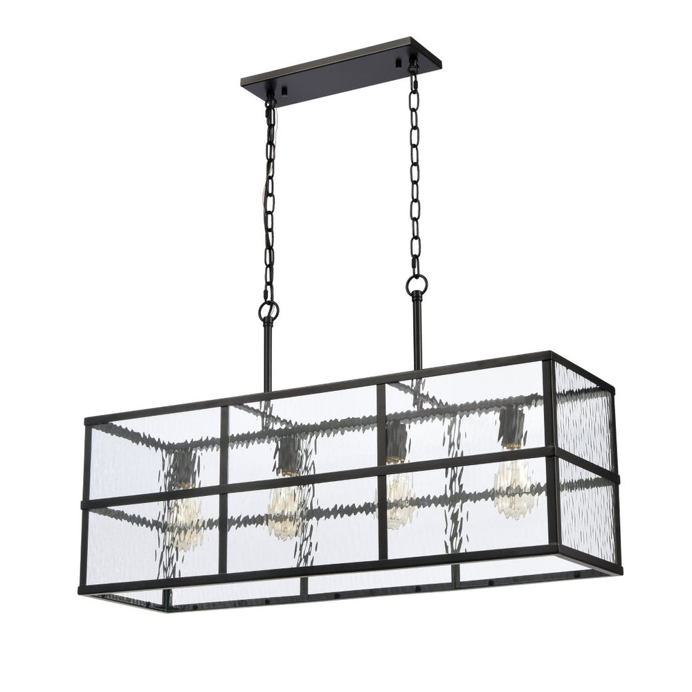 Atlas Solace 34'' Wide 4-Light Linear Chandelier - Matte Black, Modern Elegance for Dining & Entry Spaces CL11032-BK