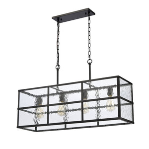 Atlas Solace 34'' Wide 4-Light Linear Chandelier - Matte Black, Modern Elegance for Dining & Entry Spaces CL11032-BK
