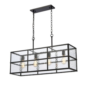 Atlas Solace 34'' Wide 4-Light Linear Chandelier - Matte Black, Modern Elegance for Dining & Entry Spaces CL11032-BK