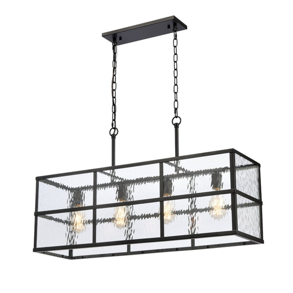 Atlas Solace 34'' Wide 4-Light Linear Chandelier - Matte Black, Modern Elegance for Dining & Entry Spaces CL11032-BK