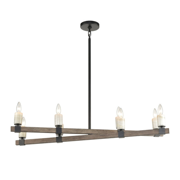 Atlas Stone Manor 39'' Wide 8-Light Linear Chandelier - Matte Black with Polished Stone Candle Accents CL11033-BK