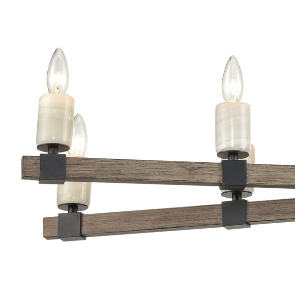 Atlas Stone Manor 39'' Wide 8-Light Linear Chandelier - Matte Black with Polished Stone Candle Accents CL11033-BK