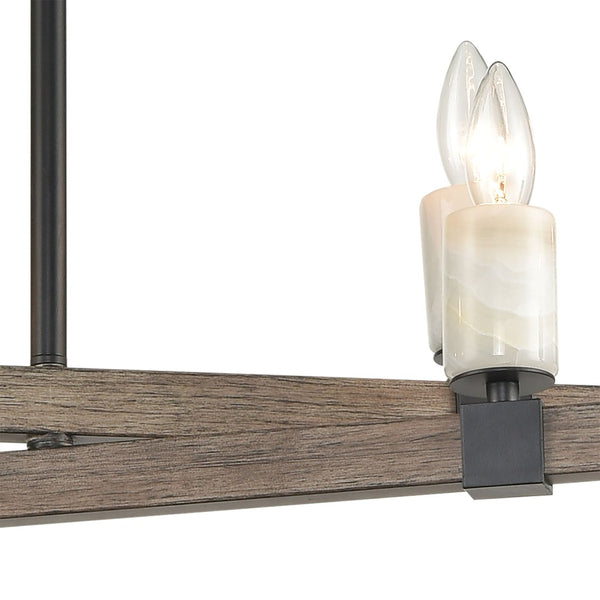 Atlas Stone Manor 39'' Wide 8-Light Linear Chandelier - Matte Black with Polished Stone Candle Accents CL11033-BK