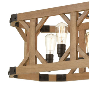 Atlas Structure 48'' Wide 8-Light Linear Chandelier - Rustic Medium Oak Design for Bold Dining Spaces CL11034-BZ