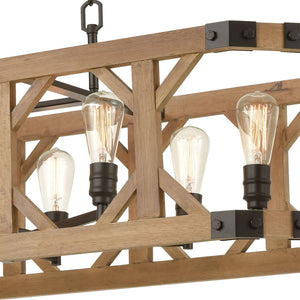 Atlas Structure 48'' Wide 8-Light Linear Chandelier - Rustic Medium Oak Design for Bold Dining Spaces CL11034-BZ