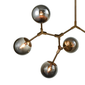 Atlas Synapse 60'' Wide Modern 9-Light Linear Chandelier in Aged Brass with Sculptural Smoked Glass Orbs CL11035-BS