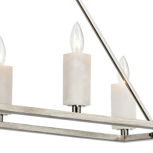 Atlas White Stone 48" Wide 8-Light Linear Chandelier - Modern Elegance with Natural Texture & Nickel Finish CL11038-NK