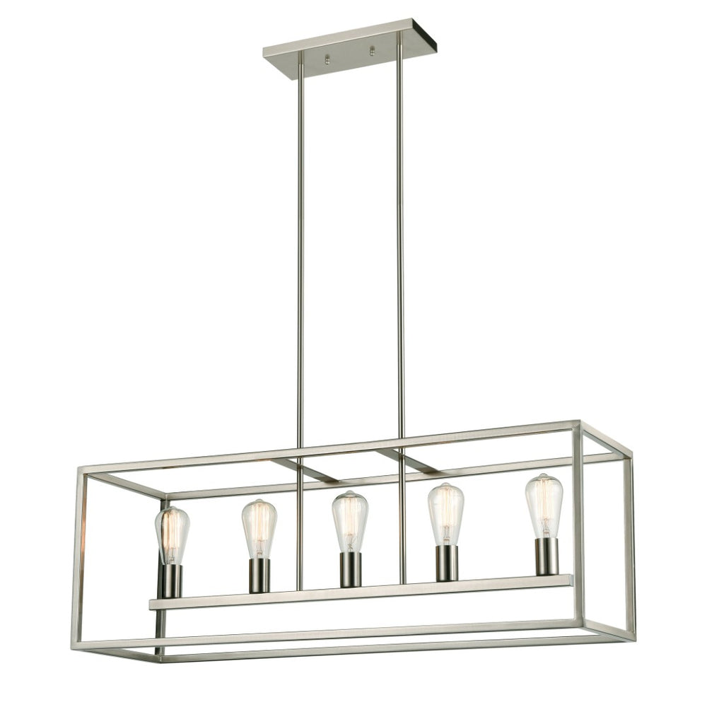Atlas Williamsport 5-Light Linear Chandelier - Transitional Elegance for Dining Rooms and Entryways Brushed Nickel CL11039-NK