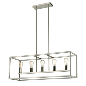 Atlas Williamsport 5-Light Linear Chandelier - Transitional Elegance for Dining Rooms and Entryways Brushed Nickel CL11039-NK
