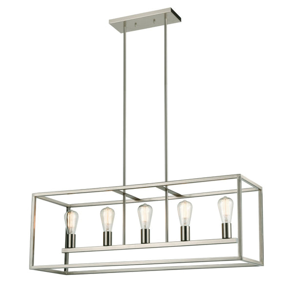 Atlas Williamsport 5-Light Linear Chandelier - Transitional Elegance for Dining Rooms and Entryways Brushed Nickel CL11039-NK