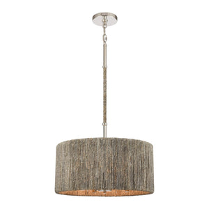 Atlas Abaca 4-Light Chandelier - Hand-Wrapped Rope Design with Modern Metallic Accents for Stylish Spaces Polished Nickel 18'' CL11042-NK