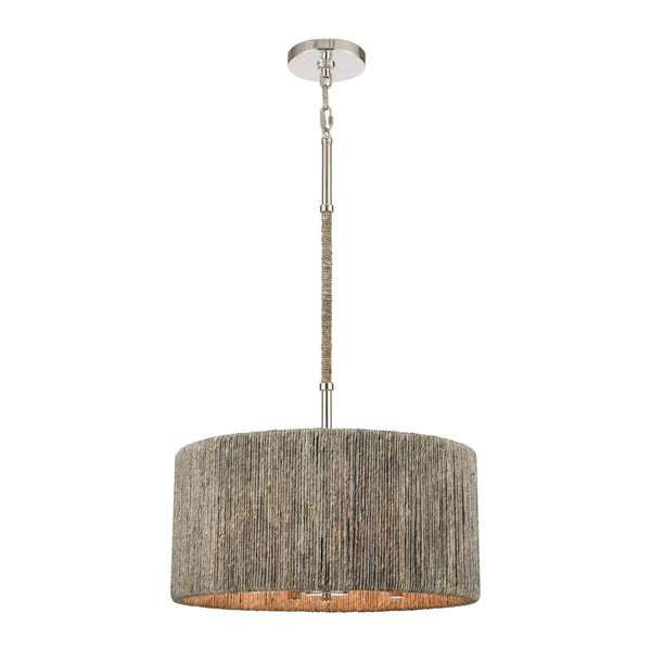 Atlas Abaca 4-Light Chandelier - Hand-Wrapped Rope Design with Modern Metallic Accents for Stylish Spaces Polished Nickel 18'' CL11042-NK
