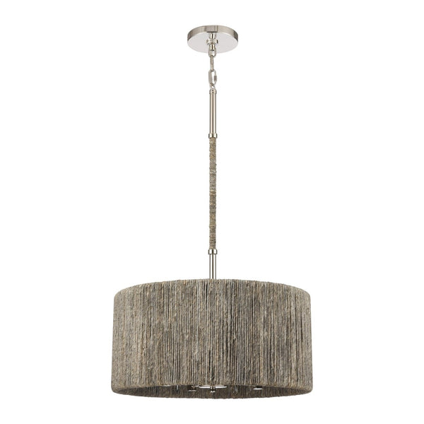 Atlas Abaca 4-Light Chandelier - Hand-Wrapped Rope Design with Modern Metallic Accents for Stylish Spaces Polished Nickel 18'' CL11042-NK