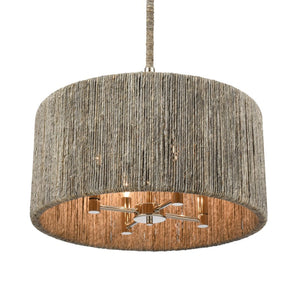 Atlas Abaca 4-Light Chandelier - Hand-Wrapped Rope Design with Modern Metallic Accents for Stylish Spaces Polished Nickel 18'' CL11042-NK