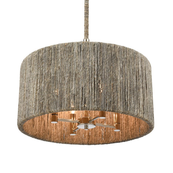 Atlas Abaca 4-Light Chandelier - Hand-Wrapped Rope Design with Modern Metallic Accents for Stylish Spaces Polished Nickel 18'' CL11042-NK