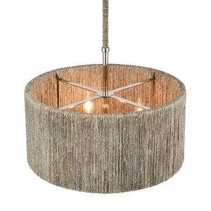 Atlas Abaca 4-Light Chandelier - Hand-Wrapped Rope Design with Modern Metallic Accents for Stylish Spaces Polished Nickel 18'' CL11042-NK