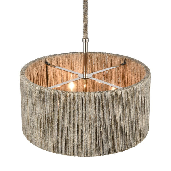 Atlas Abaca 4-Light Chandelier - Hand-Wrapped Rope Design with Modern Metallic Accents for Stylish Spaces Polished Nickel 18'' CL11042-NK