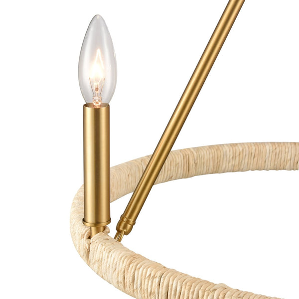Atlas Abaca 4-Light Chandelier - Hand-Wrapped Rope Design with Modern Metallic Accents for Stylish Spaces Brushed Gold 20'' CL11043-BS