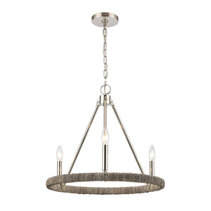 Atlas Abaca 4-Light Chandelier - Hand-Wrapped Rope Design with Modern Metallic Accents for Stylish Spaces Polished Nickel 20'' CL11043-NK