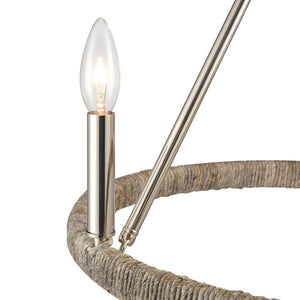 Atlas Abaca 4-Light Chandelier - Hand-Wrapped Rope Design with Modern Metallic Accents for Stylish Spaces Polished Nickel 20'' CL11043-NK