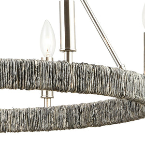 Atlas Abaca 4-Light Chandelier - Hand-Wrapped Rope Design with Modern Metallic Accents for Stylish Spaces Polished Nickel 27'' CL11046-NK