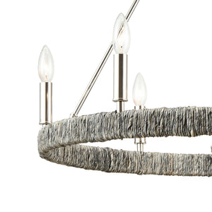 Atlas Abaca 4-Light Chandelier - Hand-Wrapped Rope Design with Modern Metallic Accents for Stylish Spaces Polished Nickel 27'' CL11046-NK
