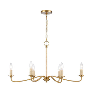 Atlas Abaca 4-Light Chandelier - Hand-Wrapped Rope Design with Modern Metallic Accents for Stylish Spaces Brushed Gold 32'' CL11047-BS