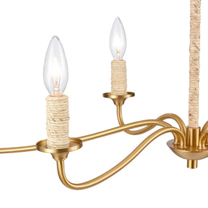 Atlas Abaca 4-Light Chandelier - Hand-Wrapped Rope Design with Modern Metallic Accents for Stylish Spaces Brushed Gold 32'' CL11047-BS