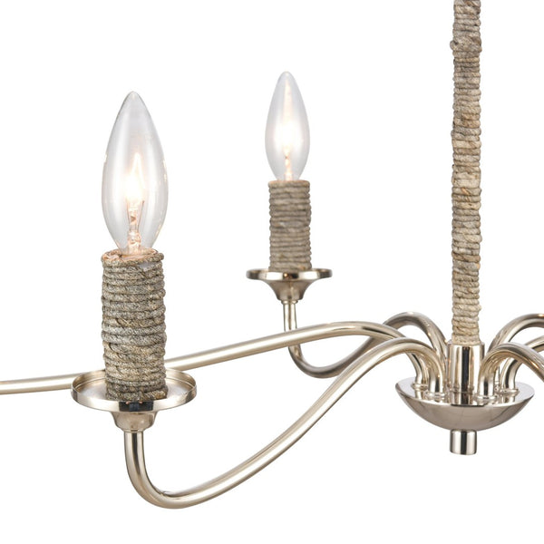 Atlas Abaca 4-Light Chandelier - Hand-Wrapped Rope Design with Modern Metallic Accents for Stylish Spaces Polished Nickel 32'' CL11047-NK