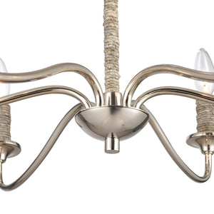 Atlas Abaca 4-Light Chandelier - Hand-Wrapped Rope Design with Modern Metallic Accents for Stylish Spaces Polished Nickel 32'' CL11047-NK