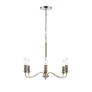 Atlas Abaca 4-Light Chandelier - Hand-Wrapped Rope Design with Modern Metallic Accents for Stylish Spaces Polished Nickel 32'' CL11047-NK