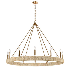 Atlas Abaca 4-Light Chandelier - Hand-Wrapped Rope Design with Modern Metallic Accents for Stylish Spaces Satin Brass 48'' CL11051-BS