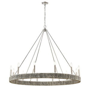 Atlas Abaca 4-Light Chandelier - Hand-Wrapped Rope Design with Modern Metallic Accents for Stylish Spaces Polished Nickel 48'' CL11051-NK