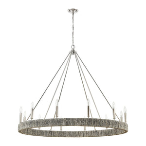 Atlas Abaca 4-Light Chandelier - Hand-Wrapped Rope Design with Modern Metallic Accents for Stylish Spaces Polished Nickel 48'' CL11051-NK