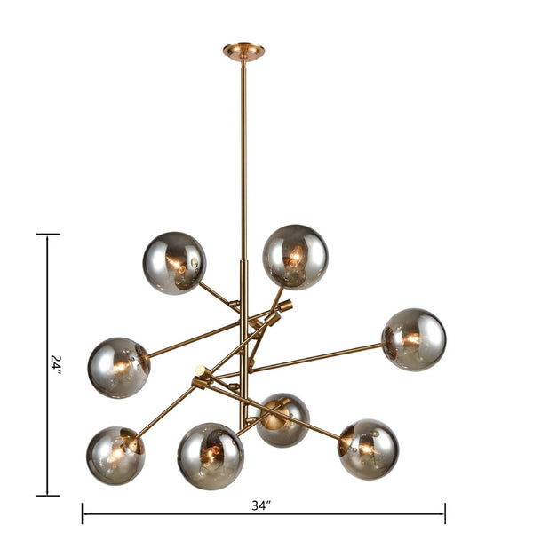 Atlas Accelerated 34" Wide 8-Light Chandelier in Aged Brass - Elegant Modern Design for Any Room CL11052-BS
