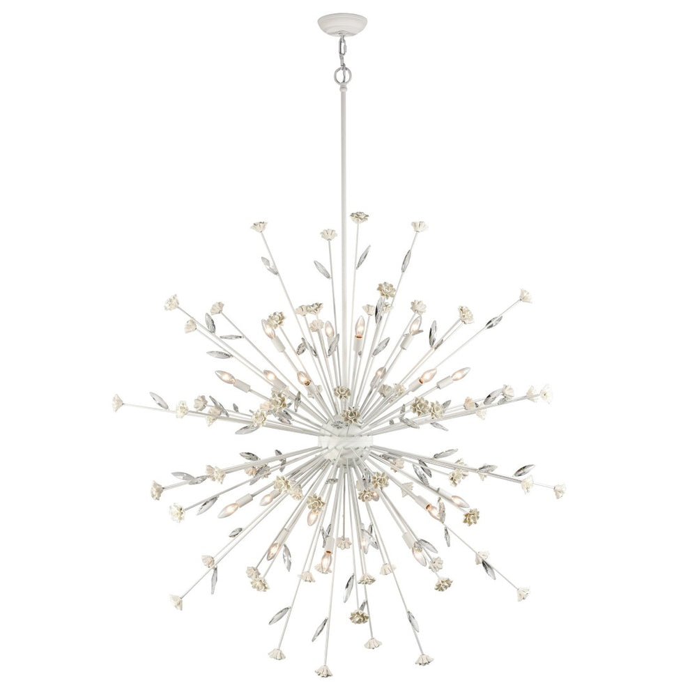 Atlas Adelaide 59.5'' Wide 20-Light Chandelier - Elegant Textured White with Crystal & Floral Accents CL11053-WH