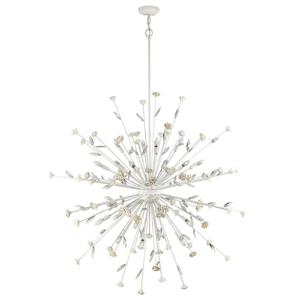 Atlas Adelaide 59.5'' Wide 20-Light Chandelier - Elegant Textured White with Crystal & Floral Accents CL11053-WH