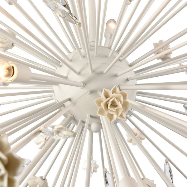 Atlas Adelaide 59.5'' Wide 20-Light Chandelier - Elegant Textured White with Crystal & Floral Accents CL11053-WH