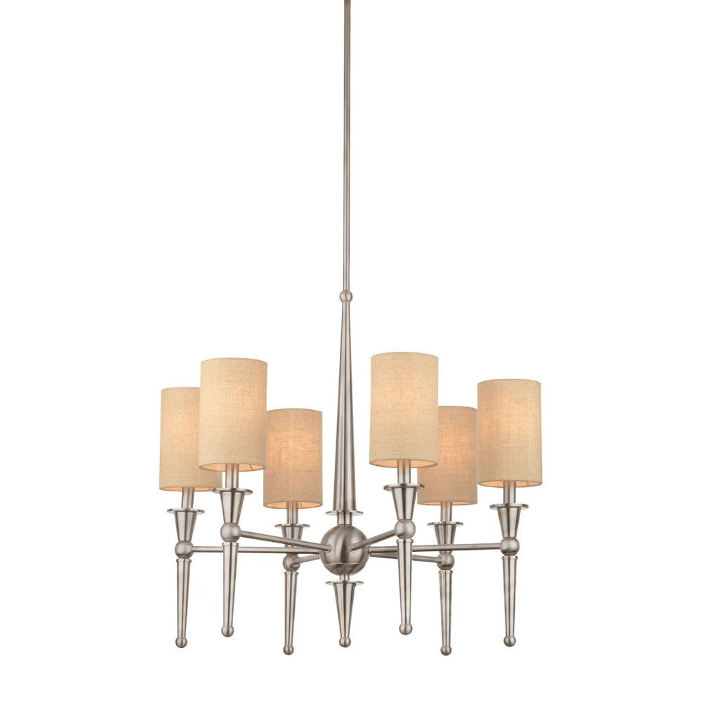 Atlas Allure Elegant 3-Light Chandelier with Fabric Shades - Timeless Design for Modern Interiors Brushed Nickel 26'' CL11055-NK