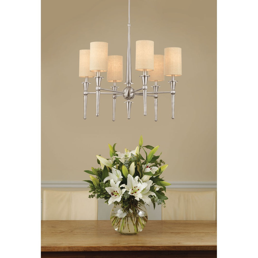 Atlas Allure Elegant 3-Light Chandelier with Fabric Shades - Timeless Design for Modern Interiors Brushed Nickel 26'' CL11055-NK