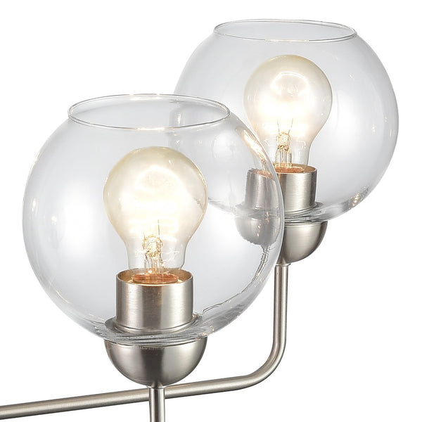 Atlas Astoria Modern 5-Light Chandelier - Midcentury Inspired Design with Clear Glass Globes & Brass Finish Brushed Nickel 28'' CL11057-NK