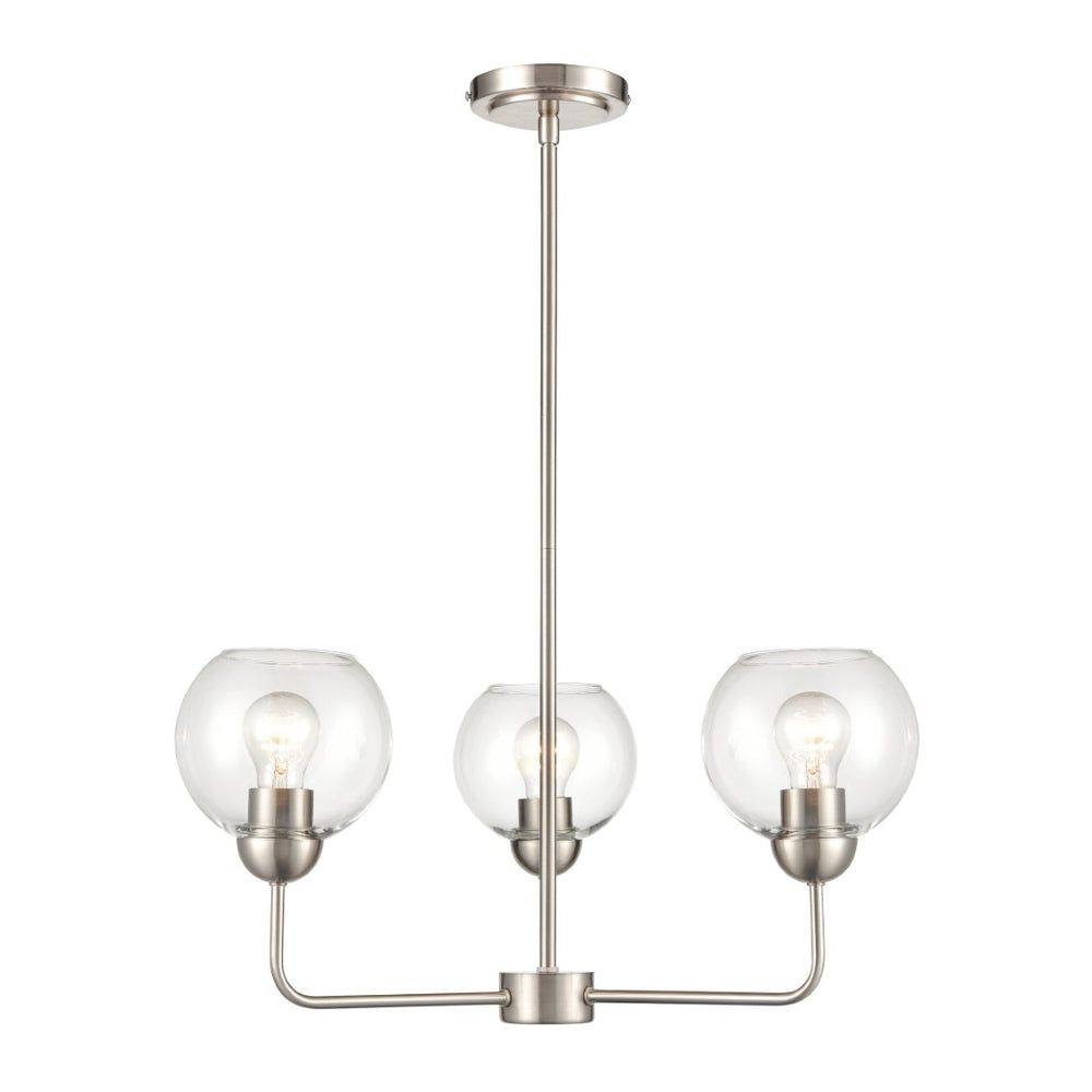Atlas Astoria Modern 5-Light Chandelier - Midcentury Inspired Design with Clear Glass Globes & Brass Finish Brushed Nickel 23'' CL11060-NK
