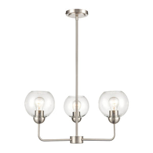 Atlas Astoria Modern 5-Light Chandelier - Midcentury Inspired Design with Clear Glass Globes & Brass Finish Brushed Nickel 23'' CL11060-NK