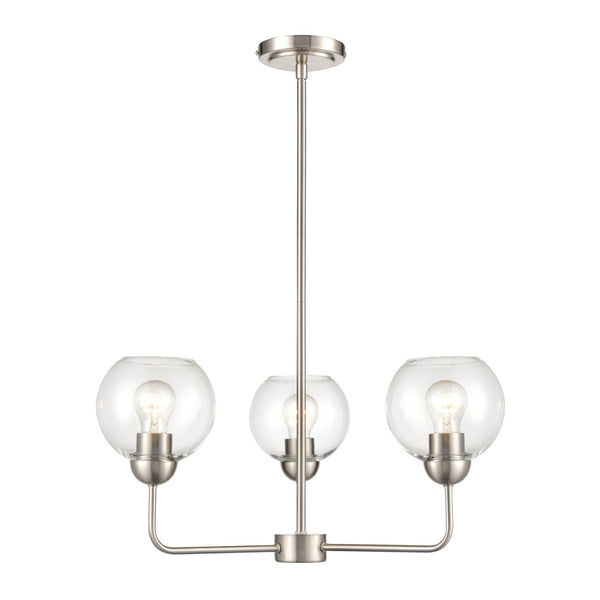 Atlas Astoria Modern 5-Light Chandelier - Midcentury Inspired Design with Clear Glass Globes & Brass Finish Brushed Nickel 23'' CL11060-NK