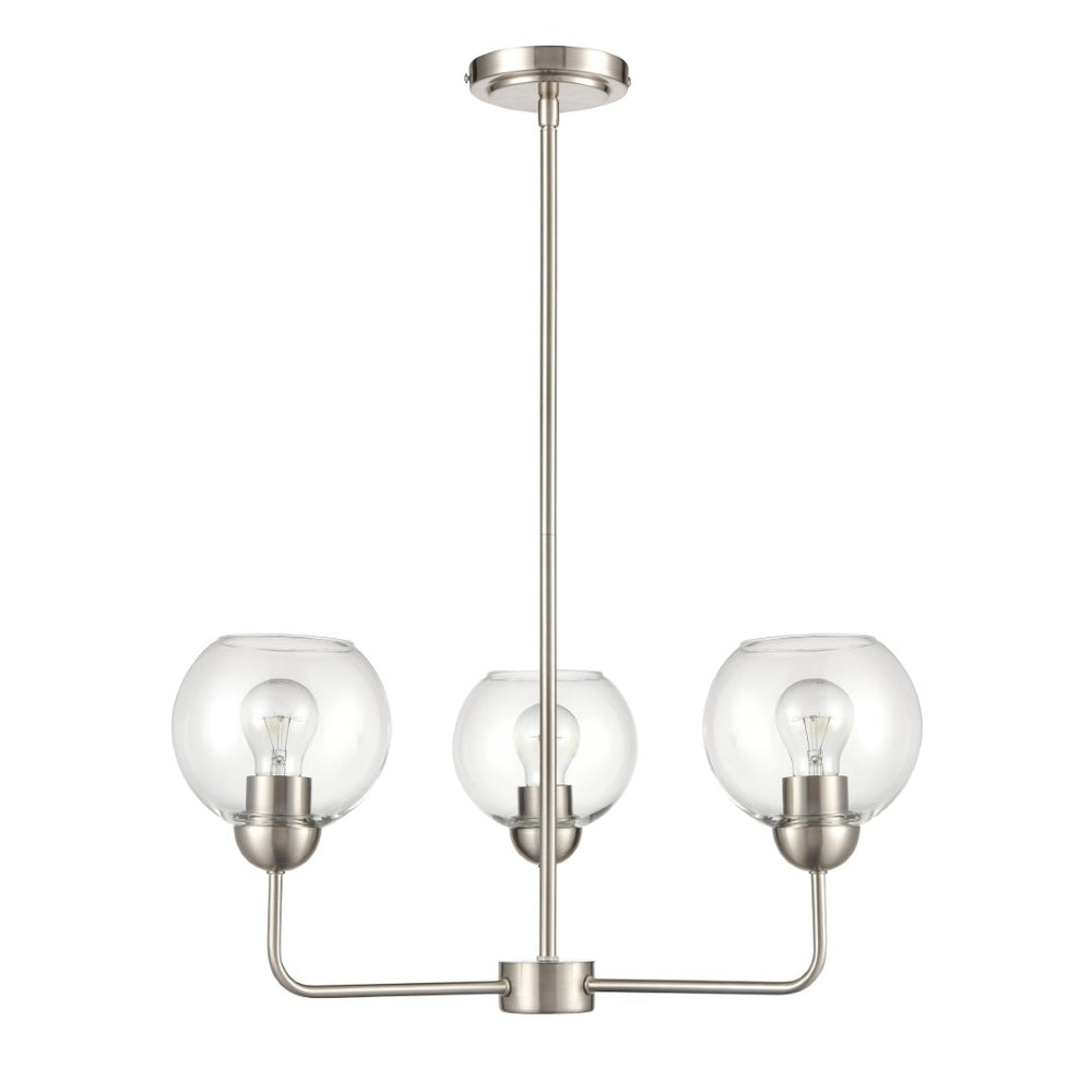 Atlas Astoria Modern 5-Light Chandelier - Midcentury Inspired Design with Clear Glass Globes & Brass Finish Brushed Nickel 23'' CL11060-NK