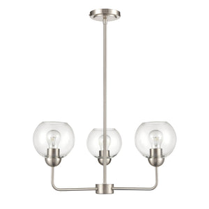 Atlas Astoria Modern 5-Light Chandelier - Midcentury Inspired Design with Clear Glass Globes & Brass Finish Brushed Nickel 23'' CL11060-NK