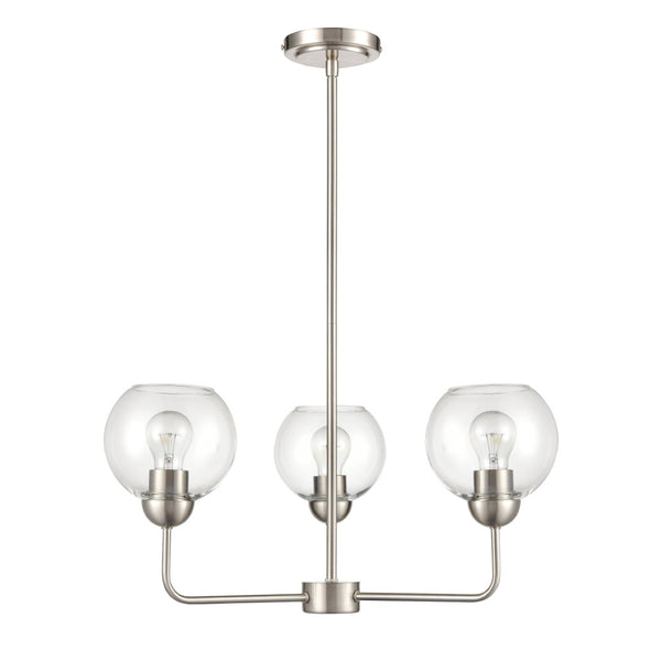 Atlas Astoria Modern 5-Light Chandelier - Midcentury Inspired Design with Clear Glass Globes & Brass Finish Brushed Nickel 23'' CL11060-NK