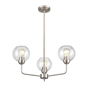 Atlas Astoria Modern 5-Light Chandelier - Midcentury Inspired Design with Clear Glass Globes & Brass Finish Brushed Nickel 23'' CL11060-NK