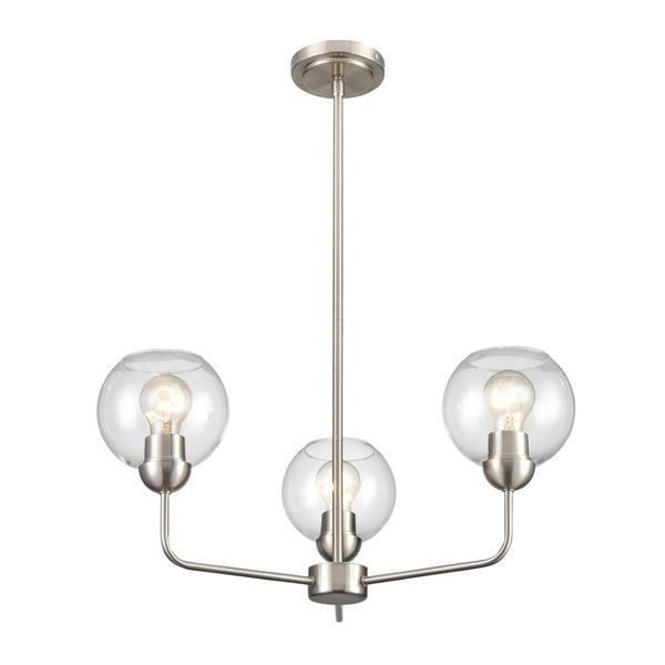 Atlas Astoria Modern 5-Light Chandelier - Midcentury Inspired Design with Clear Glass Globes & Brass Finish Brushed Nickel 23'' CL11060-NK